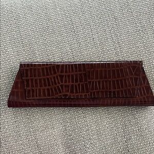 Kenneth Cole Brown Crocodile Embossed Clutch